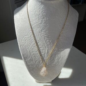 Gold Wire Wrapped Rose Quartz Necklace